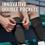 Black Soccer Shin Guards with Sleeves for Men