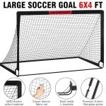 1.8 x 1.2m Black Soccer Goal Set