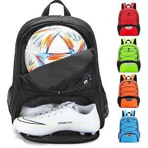 Youth Soccer Backpack with Ball Compartment and Cleat Storage