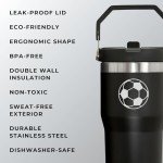 Stainless Steel Soccer Water Bottle - 20oz
