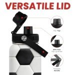 SANDJEST 32oz Insulated Soccer Water Bottle