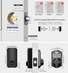 TEEHO TE002 Keyless Fingerprint Door Lock - Matte Black