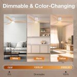 Hoenofly Smart 52" Flush Mount Ceiling Fan with Lights