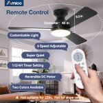 Amico 42-Inch Ceiling Fan with Light & Remote