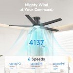 52" Smart Ceiling Fan with Lights, Alexa Compatible
