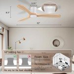 Hoenofly Smart 52" Flush Mount Ceiling Fan with Lights