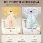 Remote-Controlled 20'' Ceiling Fan with Lights