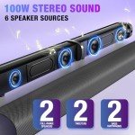 100W Bluetooth Sound Bar for Smart TVs