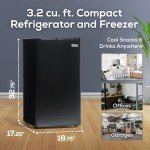 Compact 3.2 Cu.Ft. Black Refrigerator with Freezer