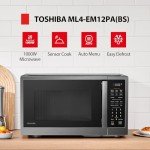 TOSHIBA 1.2 Cu Ft Countertop Microwave Oven - Black Steel