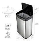 NINESTARS Touchless Motion Sensor Trash Can, 13 Gal