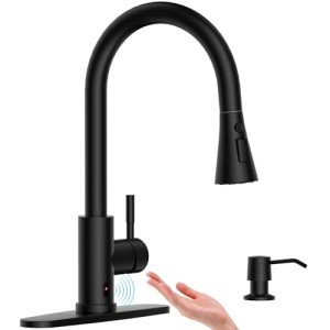 Touchless Matte Black Kitchen Faucet with Soap Dispenser