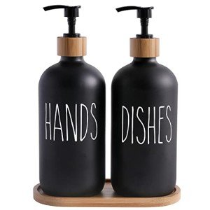 Stylish Black Soap Dispenser Set for Kitchen