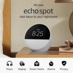 Smart Alarm Clock with Alexa - Glacier White
