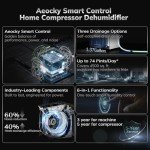 Smart 74 Pint Dehumidifier for Home & Basement