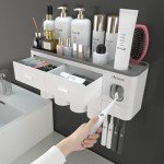Bathroom Toothbrush Holder with Dispenser and Organizer