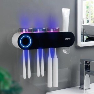 Wall-Mounted UV Toothbrush Holder and Sanitizer Set