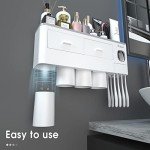 Bathroom Toothbrush Holder with Dispenser and Organizer