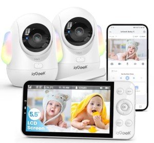ieGeek 2.5K Split-Screen Baby Monitor with Cameras