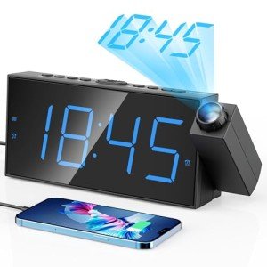 Rotatable Projection Alarm Clock with USB Charger