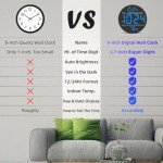Large LED Digital Wall Clock with Temperature Display
