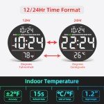 Large LED Digital Wall Clock with Temperature Display