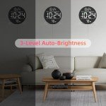 Large LED Digital Wall Clock with Temperature Display