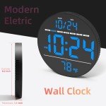 Large LED Digital Wall Clock with Temperature Display