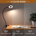 LED Desk Lamp with Clamp, 3 Colors & 10 Brightness