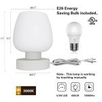 Dimmable Touch Bedside Lamp with Opal Shade