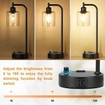 Set of 2 Dimmable Industrial Table Lamps with USB