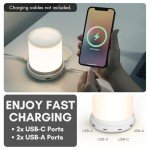Compact Bedside Lamp with USB Ports - Dimmable