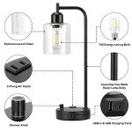 Set of 2 Dimmable Industrial Table Lamps with USB
