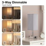 Touch Control Bedside Lamp with USB and AC Outlets