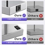 Touch Control Bedside Lamp with USB and AC Outlets