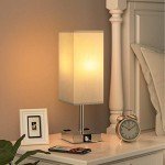 Touch Control Bedside Lamp with USB and AC Outlets