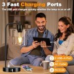 Touch Control Table Lamps with USB Ports and Outlet