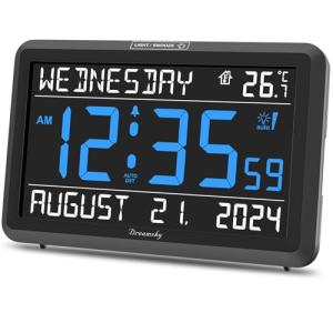 DreamSky Large Digital Clock with Date & Time
