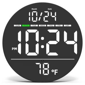 Large LED Digital Wall Clock with Temperature Display