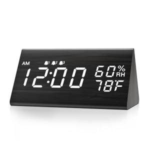 Wooden LED Digital Alarm Clock with 3 Alarms