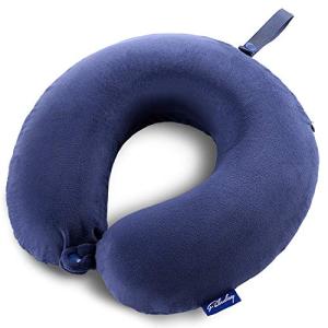 Memory Foam Travel Pillow with Snap Strap Cover
