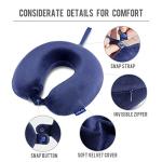 Memory Foam Travel Pillow with Snap Strap Cover