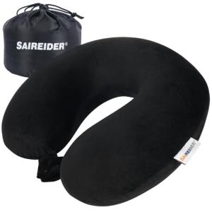 SAIREIDER 100% Memory Foam Travel Neck Pillow