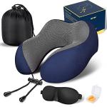 MLVOC Memory Foam Travel Pillow Set - Blue
