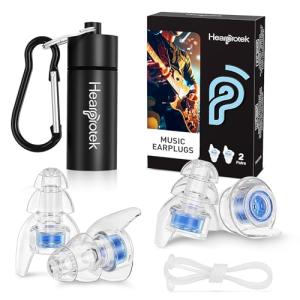 Hearprotek Reusable Musician Ear Plugs, 2 Pairs