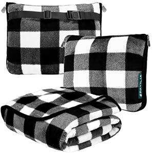 PAVILIA 2-in-1 Travel Blanket and Pillow Set
