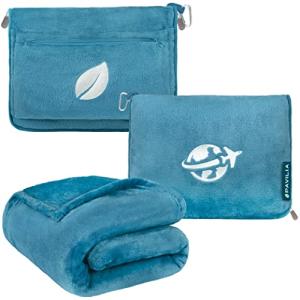 PAVILIA Compact Travel Blanket and Pillow Set
