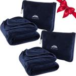 BlueHills Soft Travel Blanket Pillow Set - Navy Blue
