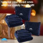 BlueHills Soft Travel Blanket Pillow Set - Navy Blue