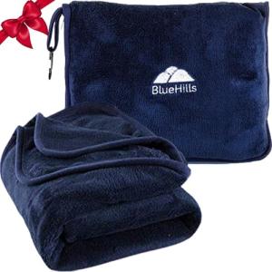 BlueHills Soft Travel Blanket Pillow Combo - Navy